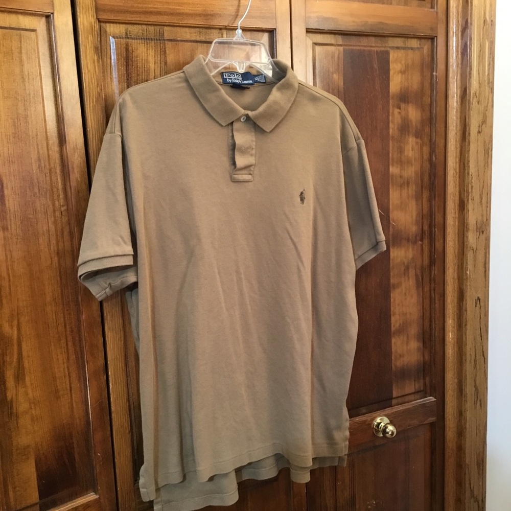 RL Polo shirt, light brown/tan, size XL, custom fit, cotton